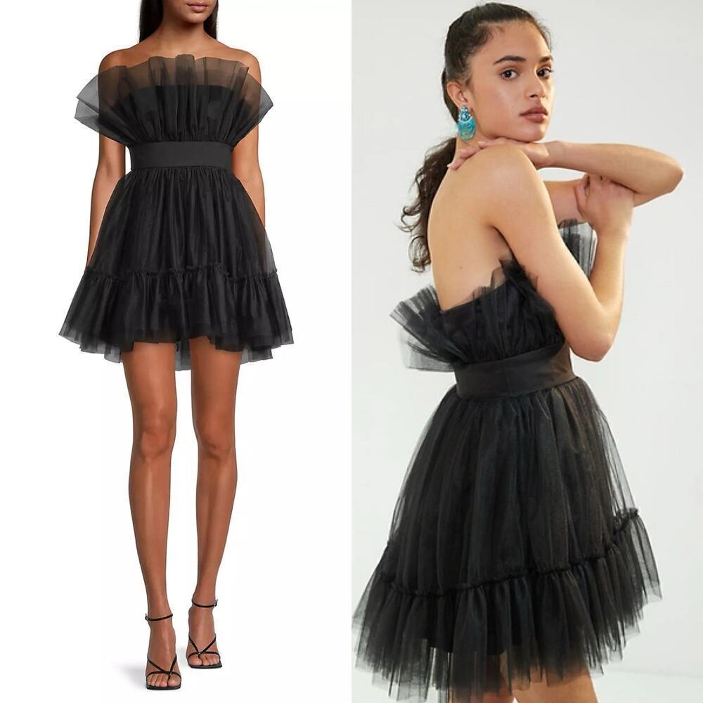 Katie May Elle Tulle Strapless Mini Dress NWT Black Size Medium Voluminous
